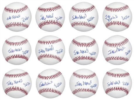 Lot of (12) Stan Musial Signed & "3,630" Inscribed Baseballs (PSA/DNA)